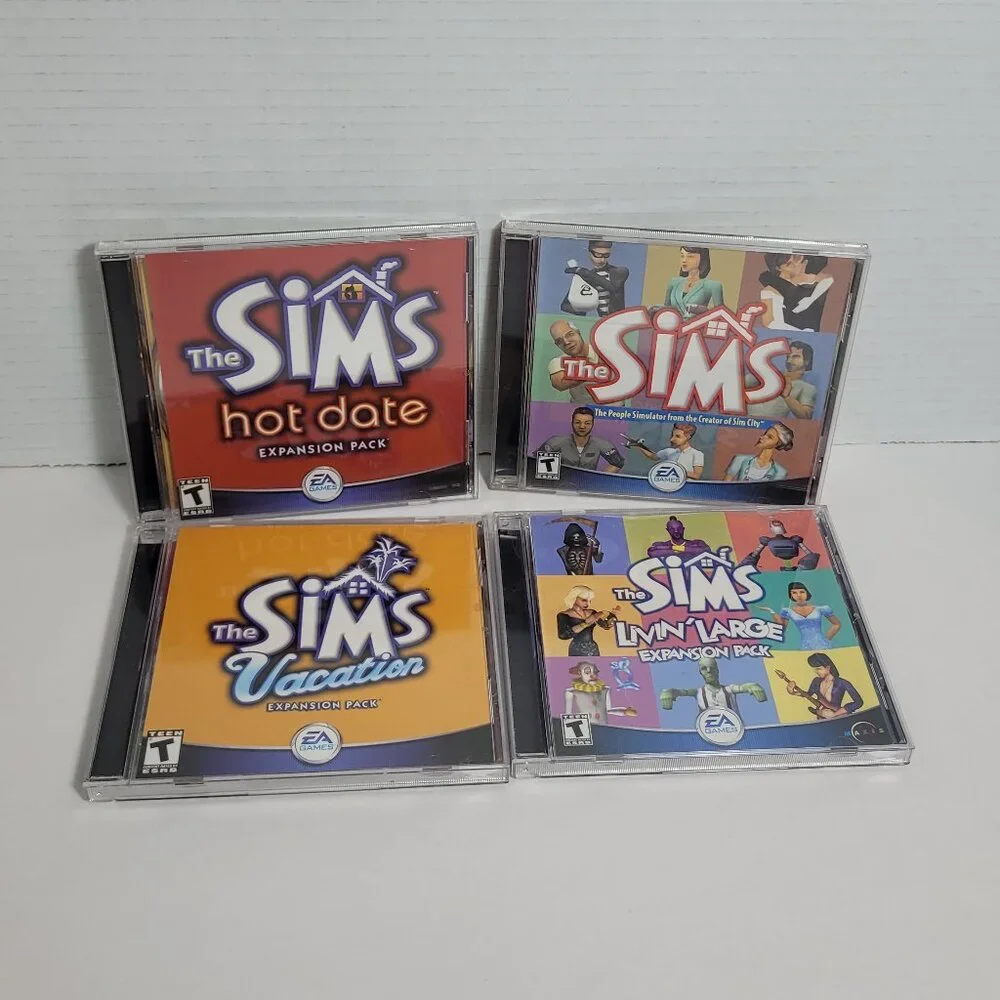 The Sims Lot of 4 PC Cd Hot Date, Vacation, Livin Large, Games
